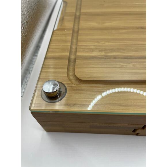 Toscana Bamboo Rectangular Cheese Cutting Board & Tools Set Tempered Glass Top - Picture 4 of 13
